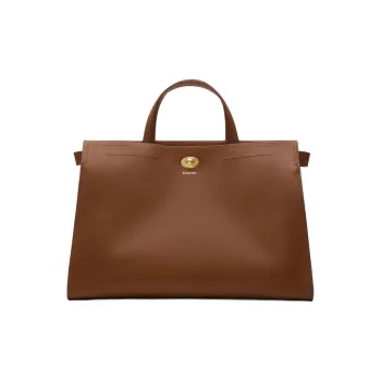 Burberry Cow Leather Handbag Medium Size Women's Cherry Wood Color