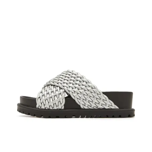 MILLIE'S PU Polyurethane Leather Patchwork Quiet Slide Slippers Women's