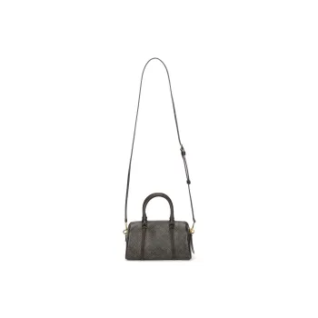 TORY BURCH T Monogram Coated Canvas Mini Barrel Bag French Press