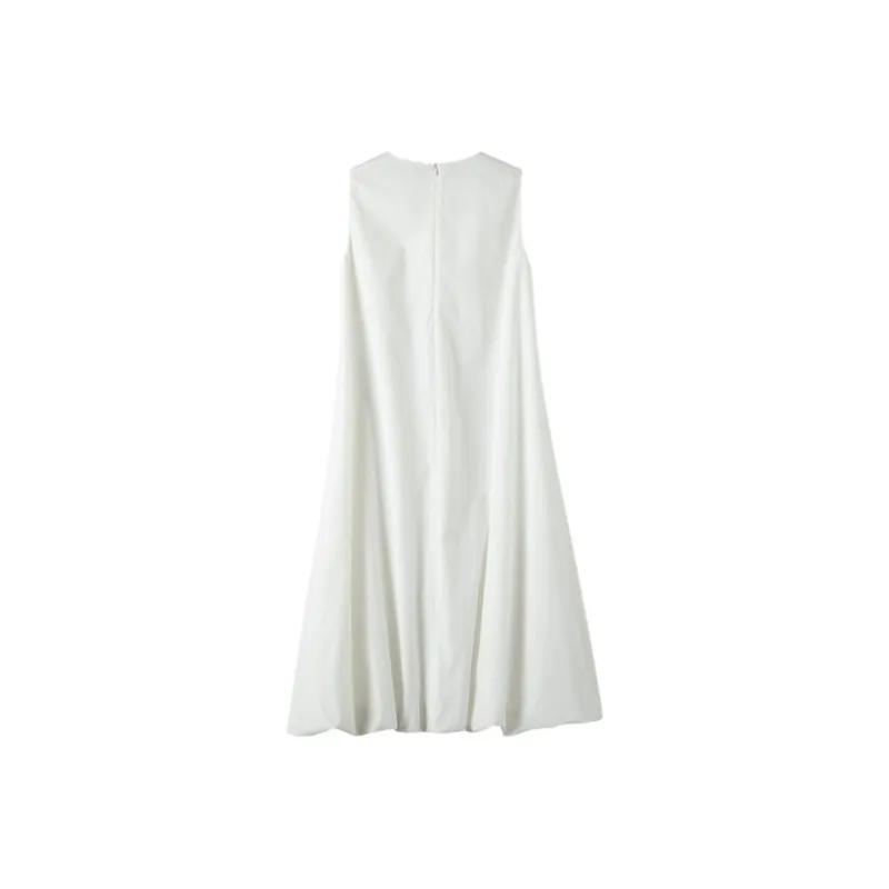 Late White Sleeveless Dress Women's-1
