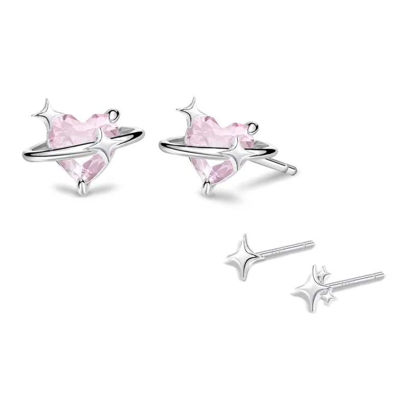 NUSQ Sterling Silver With Zircon Stud Earrings Women's-5