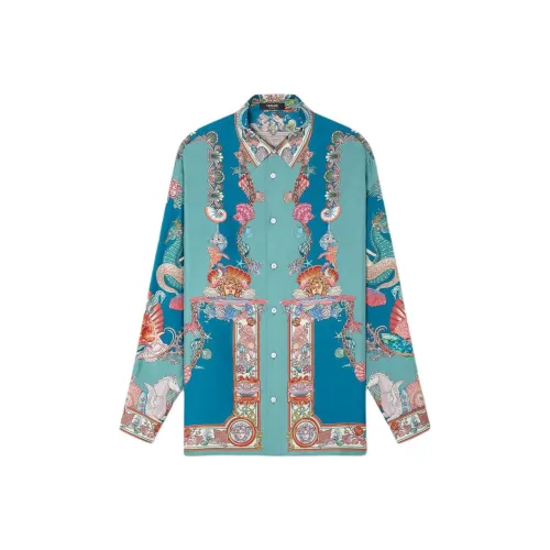 VERSACE CORAL THEATRE Shirt Men's Blue Green