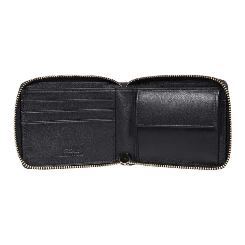VERSACE Cow Leather Wallet Men's Black-2