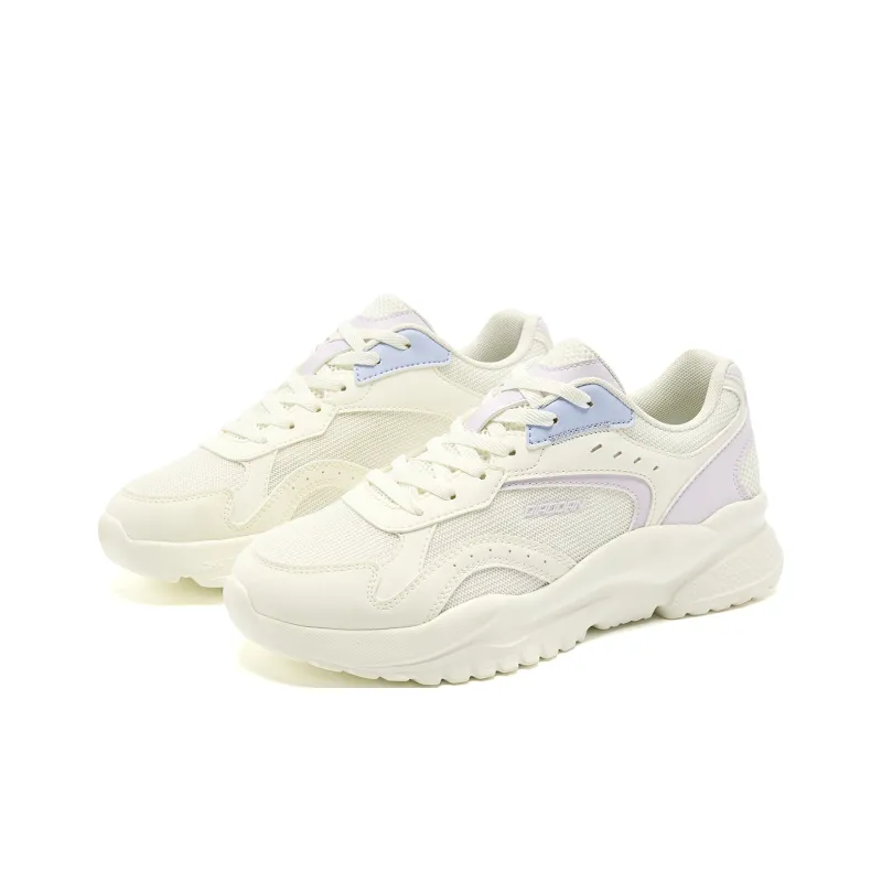 QIAODAN Anti Slip Wear Resistant Low Top Casual Shoes Women's White Purple-2