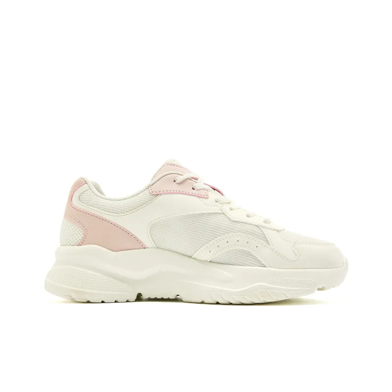 QIAODAN Anti Slip Wear Resistant Low Top Casual Shoes Women's White Pink-1