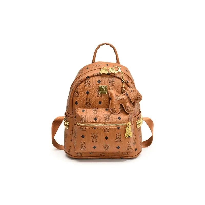 RIVMIND PU Backpack Women's Black & White/Ecru/Black/Pink/Brown-49