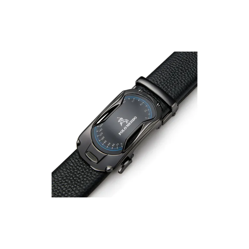 POLOMEISDO Top Grain Cow Leather Automatic Buckle Premium Individual Trendy Minimalist Style Belt Men's 3.5CM-1