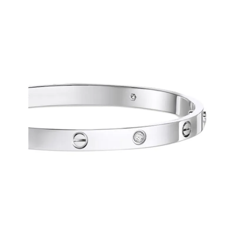 CARTIER 18K White Gold Bangles Women's Silver-2