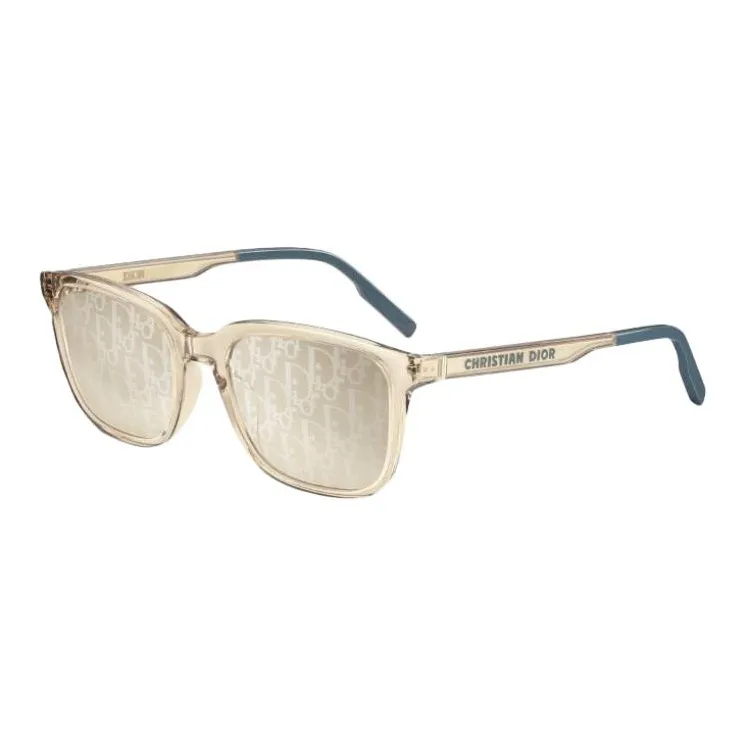 DIOR Metal Crystal Square Sunglasses Unisex Beige-0