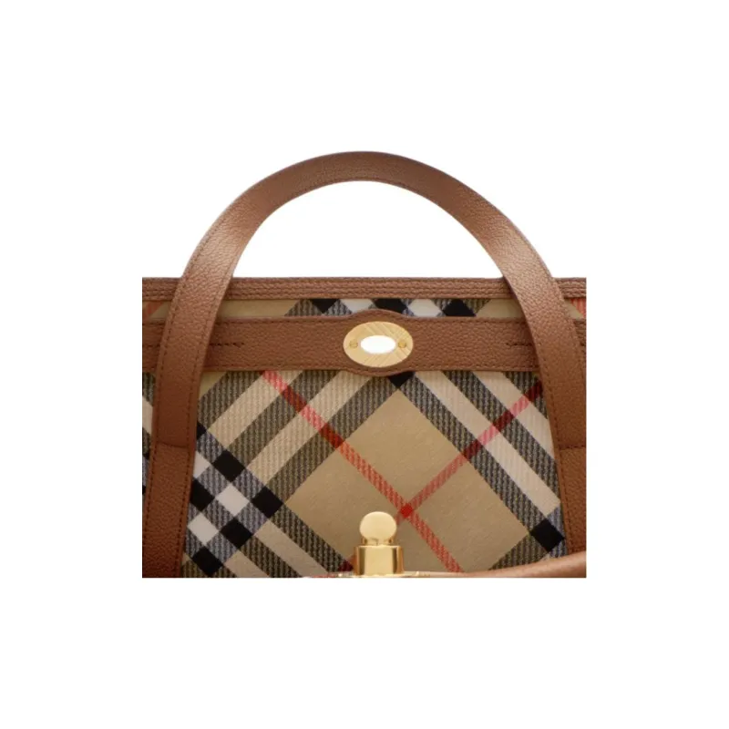 Burberry Cow Leather Handbag Medium Size Women's Cherry Wood Color-3