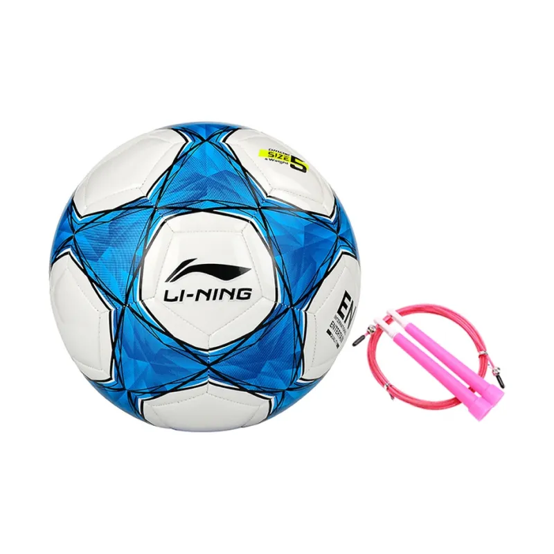 LiNing Size 5 Soccer TPU Machine Stitched Soccer Ball Unisex White, Blue-13