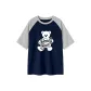 Navy Blue & White Heather Gray