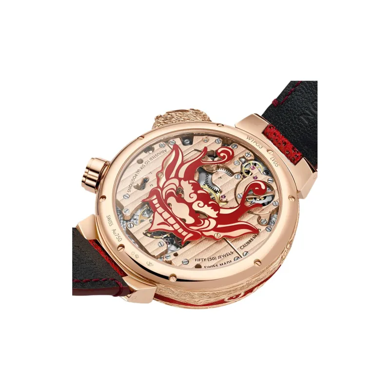 LOUIS VUITTON Wrist Watch Manual Mechanical Movement Cow Leather Strap 46.8mm Rose Gold Watch Dial Unisex-1
