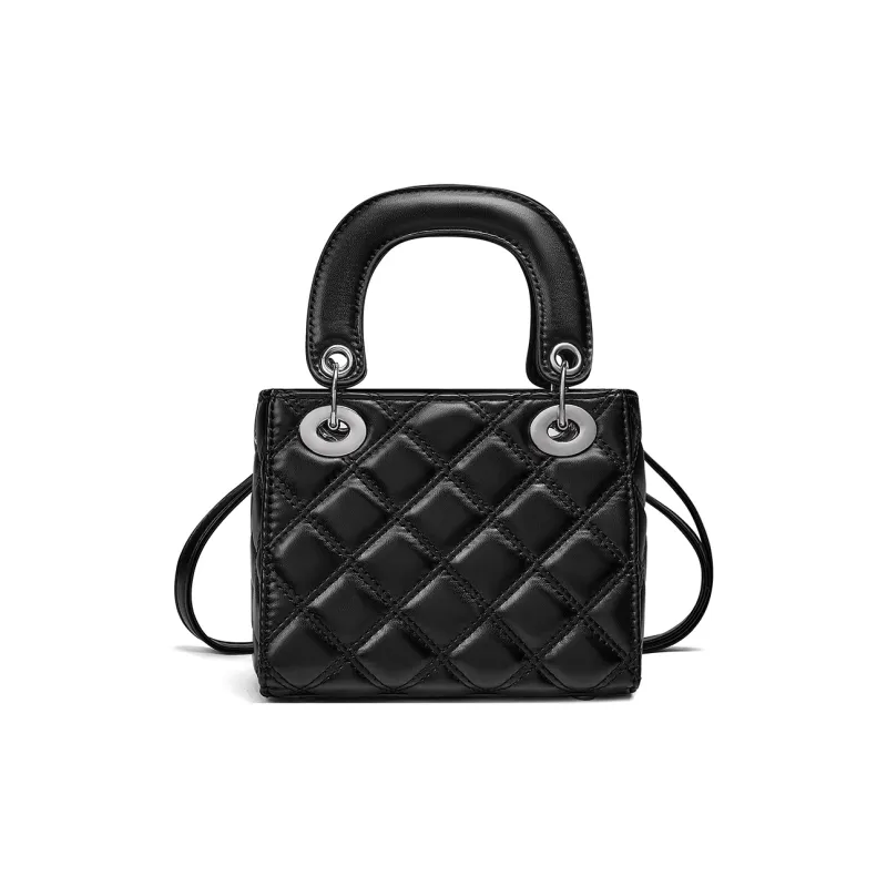CORALDAISY Synthetic Leather Shoulder Bag, Crossbody Bag, Lady Dior Bag, Handbag Women's Monroe Black/White Sticky Rice-1