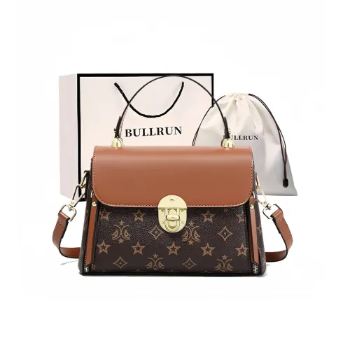 Bullrun Synthetic Leather Shoulder Bag, Handbag Women's Coffee