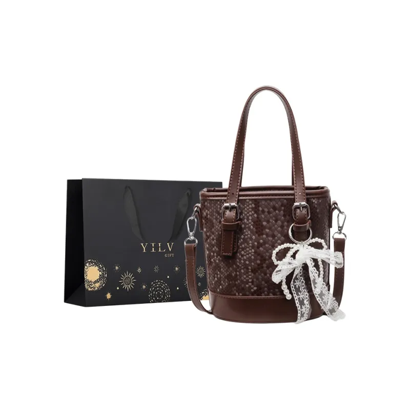Yi Brigade PU Bucket Bag, Shoulder Bag, Crossbody Bag, Handbag Regular Women's Black/Ecru/Silver/Coffee-12