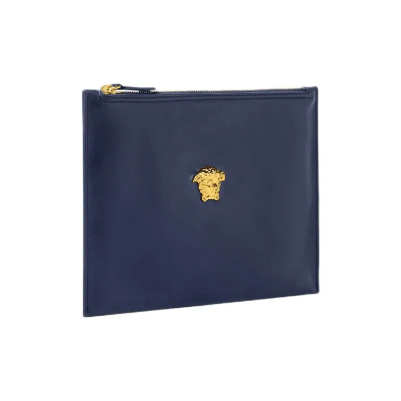 VERSACE La Medusa Cow Leather Clutch Men's Blue-1