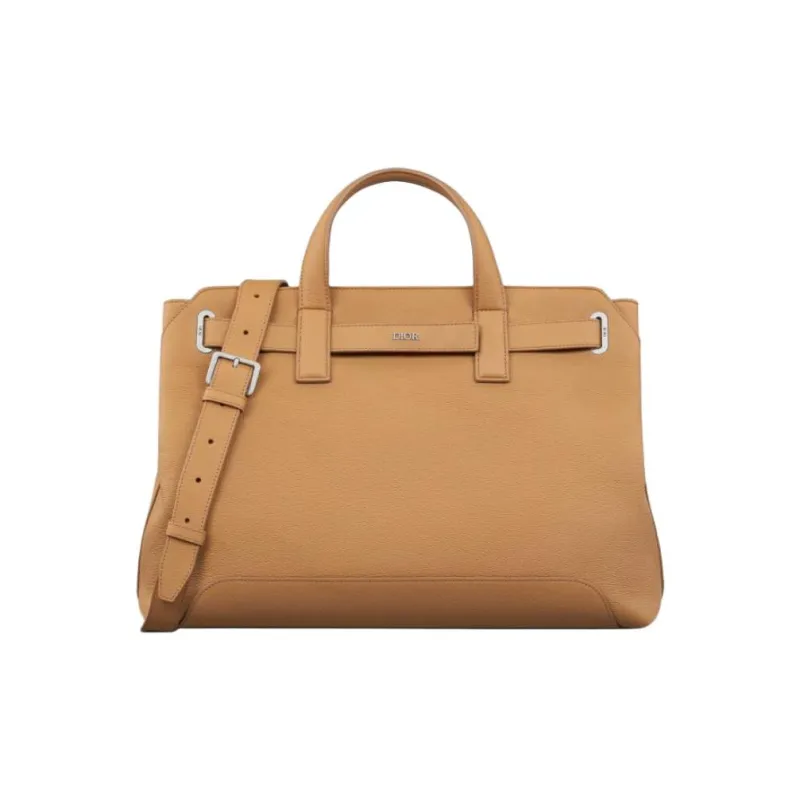DIOR Calfskin Tote Bag, Shopping Bag, Handbag Medium Size Men's Brown-0