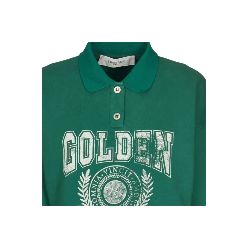 Golden Goose Logo Printed Cropped Polo Shirt-2