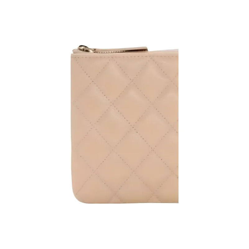 CHANEL Grained Calfskin Card Holder Wallet Clutches Women's Beige-5