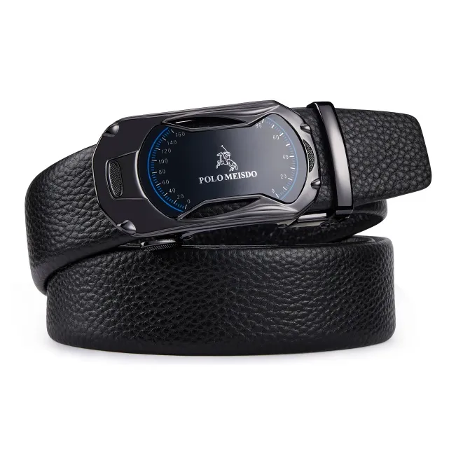 POLOMEISDO Top Grain Cow Leather Automatic Buckle Premium Individual Trendy Minimalist Style Belt Men's 3.5CM-3