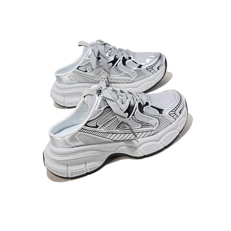 RENBEN Slip Resistant Abrasion Resistant Closed Toe Slippers Women's Silver Black-5