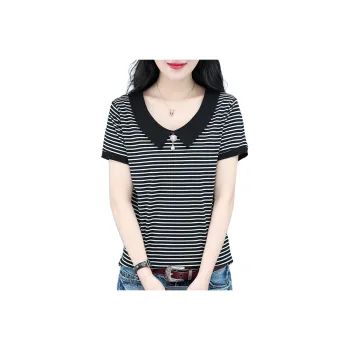 Kele Coco T Shirts Women's Black Stripes