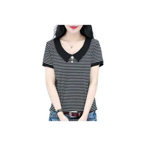 Kele Coco T Shirts Women's Black Stripes