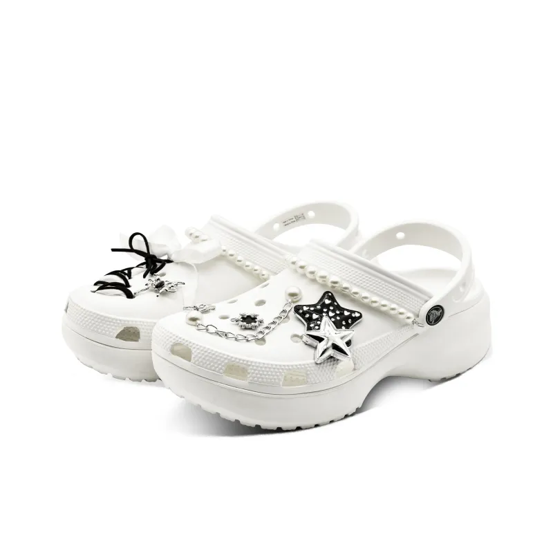 Crocs Classic Platform Clog Star Clogs Unisex White-2