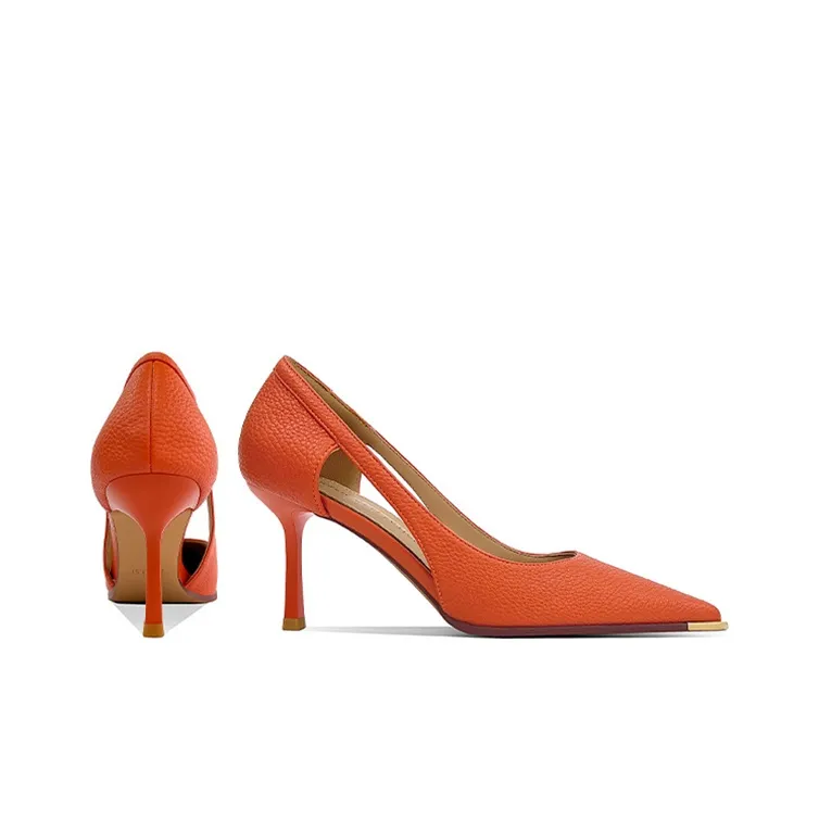 Lan Miao Slim Heel High Heels Women's Orange-1