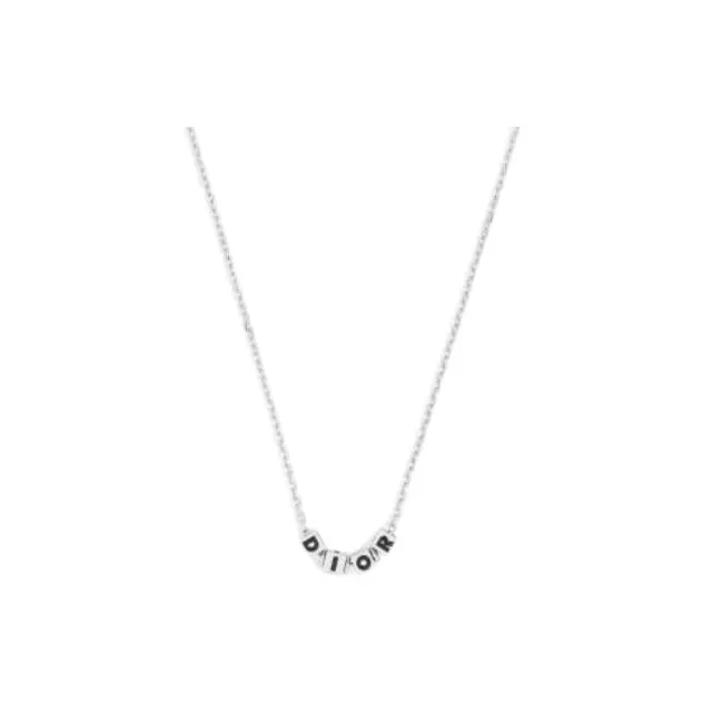 DIOR Brass, Resin Necklaces Unisex Silver-0