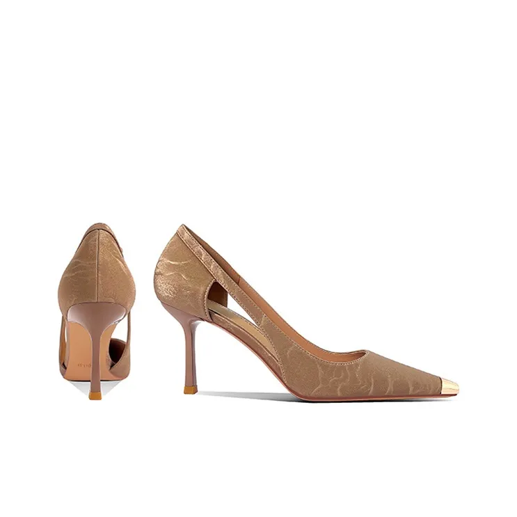 Lan Miao Slim Heel High Heels Women's Light Brown-3