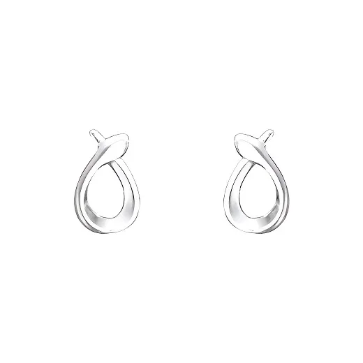 JKEM Sterling Silver S999 Fine Silver Stud Earrings Women's-0