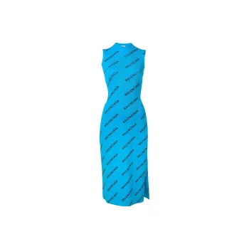 Balenciaga Allover Logo Wrap Dress