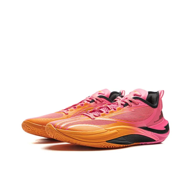 LiNing Cushioning, Slip Resistant, Abrasion Resistant, Rebound Grip Low Top Basketball Shoes Men's Pink Orange-2