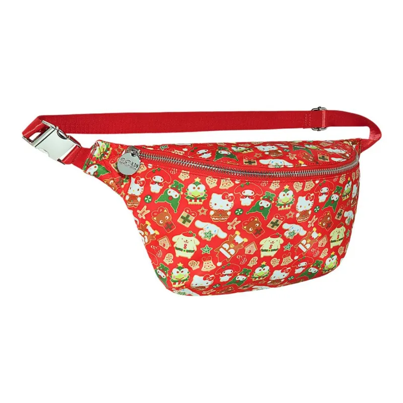 Sanrio Hello Kitty And Friends X Stoney Clover Lane Collaboration Nylon Crossbody Bag, Fanny Pack Large Size Unisex Red-1
