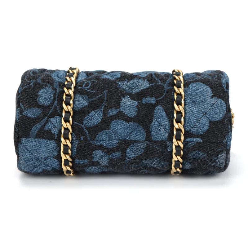 CHANEL Denim Bowling Bag, Shoulder Bag, Crossbody Bag, Handbag Women's Charcoal Black & Blue-3