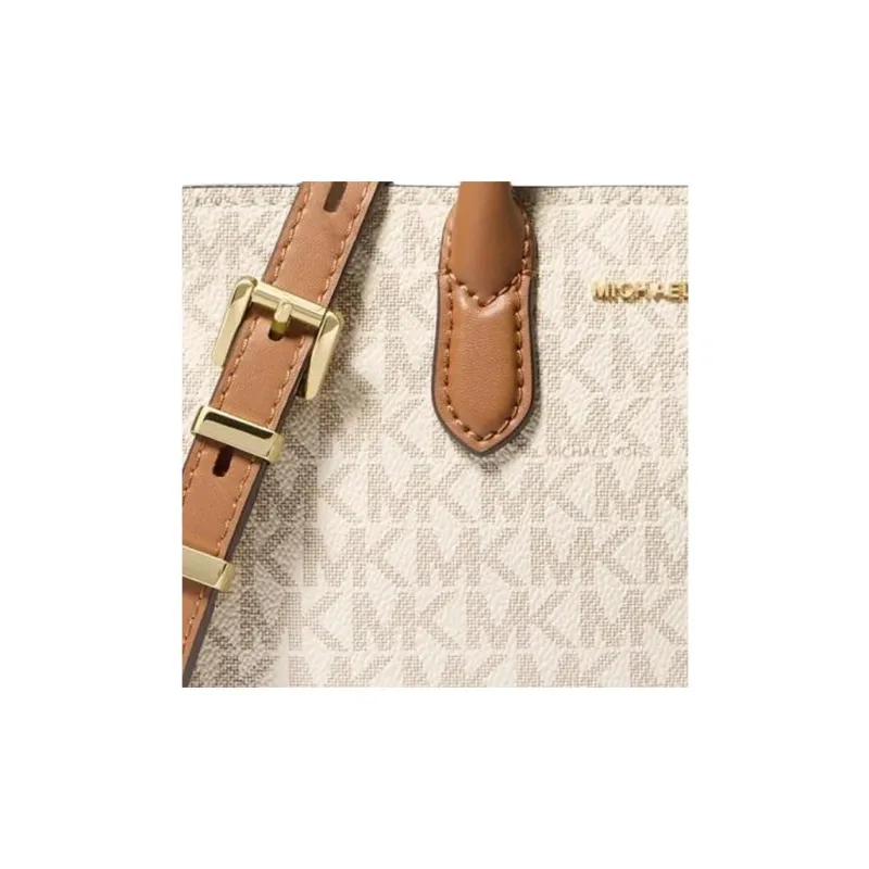 MICHAEL KORS Leather Shoulder Bag, Crossbody Bag, Handbag Women's Vanilla White & Acorn Brown-2