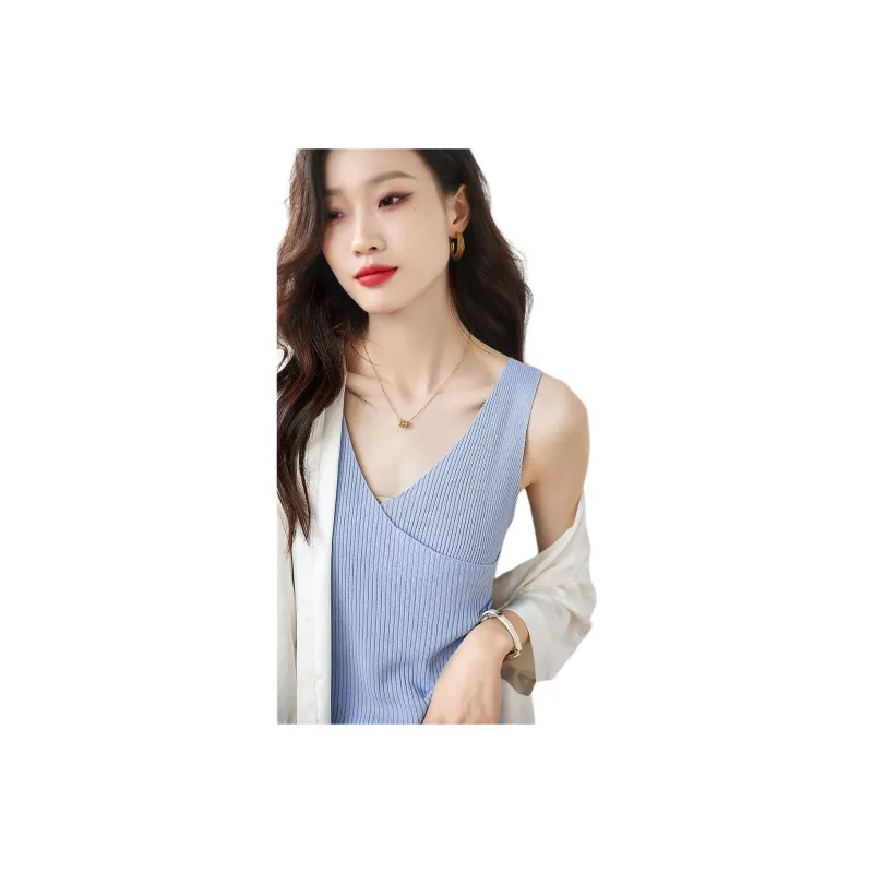 Mo Han Yi Mei Tank Tops Women's Gray Blue-1