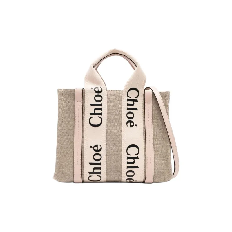 Chloe Woody Webbing Tote Bag, Shopping Bag, Shoulder Bag, Handbag Women's Cement Powder-0