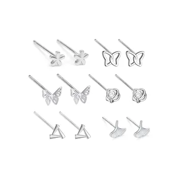 LINGJIE S925 Silver Stud Earrings Unisex