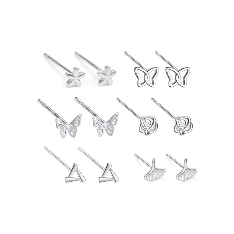 LINGJIE S925 Silver Stud Earrings Unisex-0