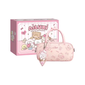 AILUXI X MIKKO ILLUSTRATIONS Collaboration Synthetic Leather Boston Bag Handbag Regular Women's Cherry Blossom Pink