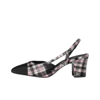 CHANEL 24B Chunky Heel High Heels Women's Black