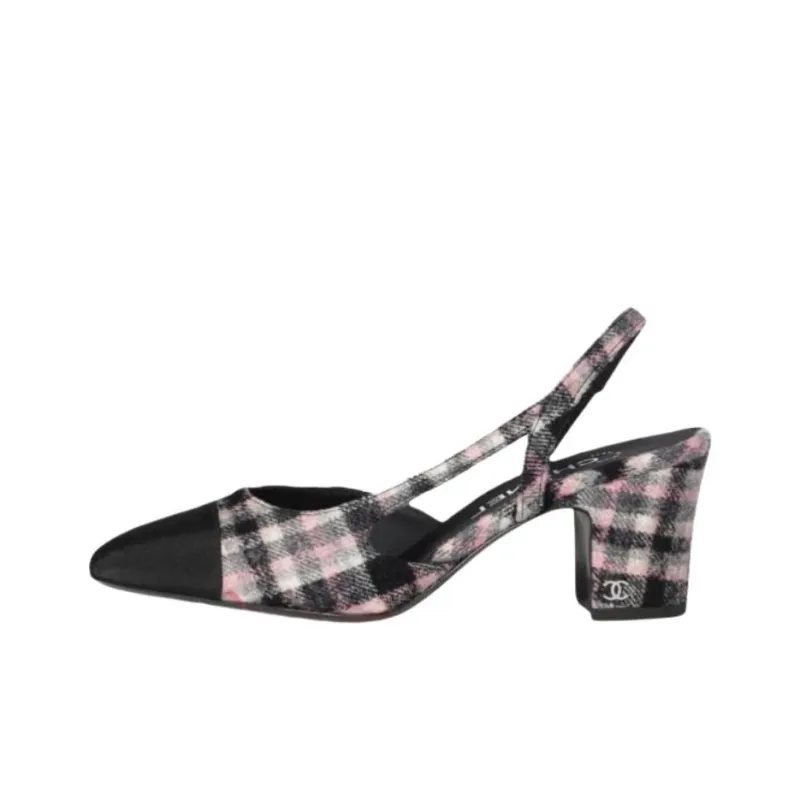 CHANEL 24B Chunky Heel High Heels Women's Black-0
