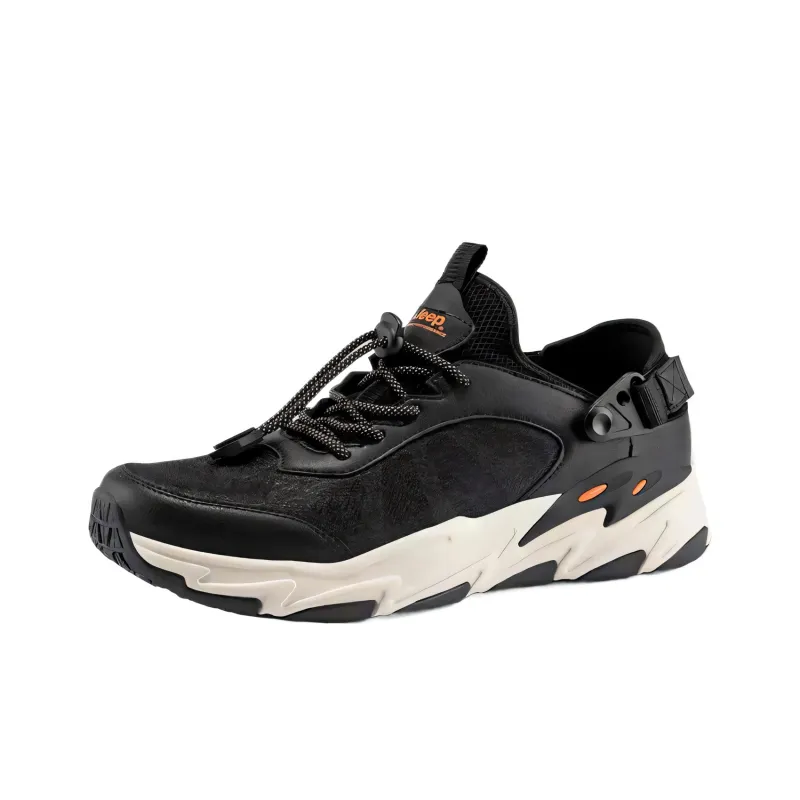 Jeep Outdoor Life Breathable Low Top Hiking Shoes Men's Black-0