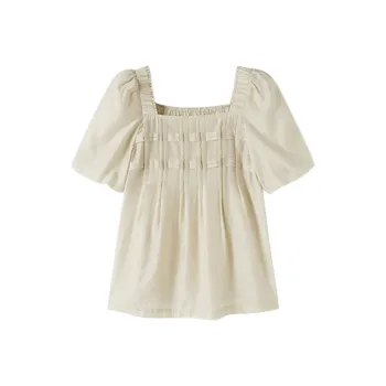 XIANGYING Shirt Women's Light Yellow