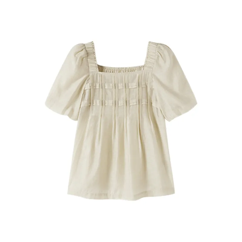 XIANGYING Shirt Women's Light Yellow-0