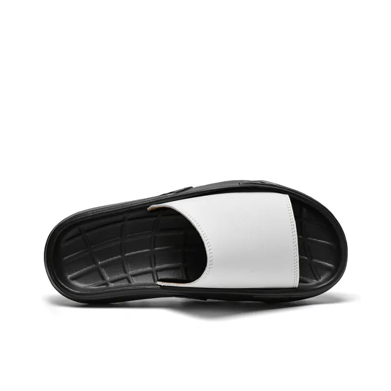 Colorful Creations Leather Patchwork Quiet, Slip Resistant, Quick Dry Slide Slippers Men's-8