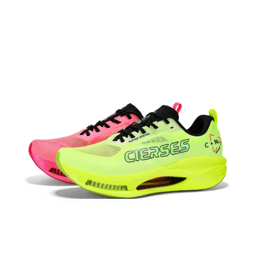 CLERSES Running Shoes Unisex Low Top Green Pink Mismatched